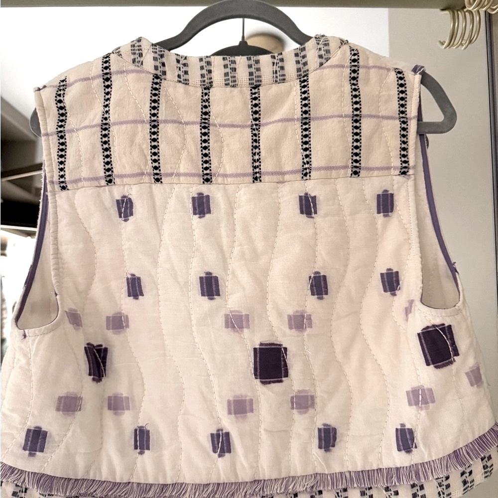 Chico's Purple and Cream Quilted Vest